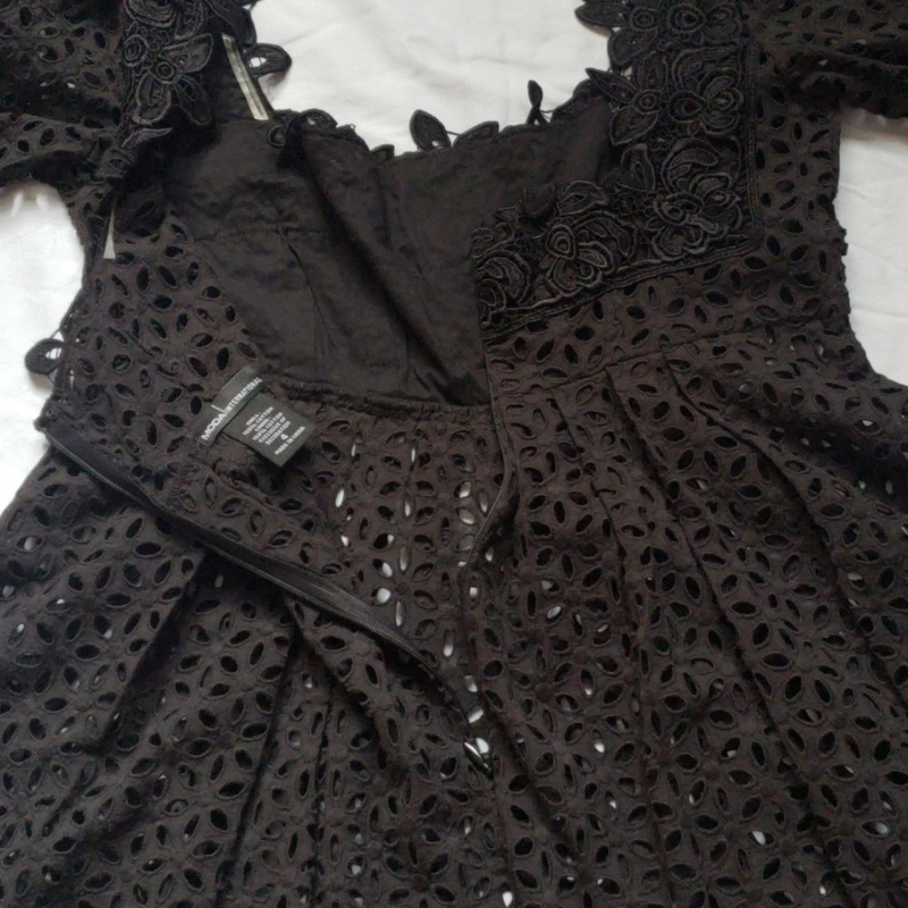Moda International Babydoll Top Women’s Y2K Coquette Whimsigoth Black - Picture 2 of 4